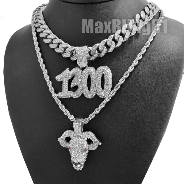 Gold Iced Polo-G 1300 Pendant 11mm/18",20" Cuban Chain Hip Hop  Necklace