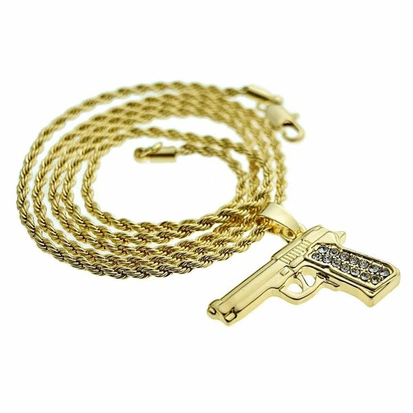 Gold PT 1300 GOAT Pendant & 20 Iced Cuban & 18 Tennis Chain Hip Hop  Necklace