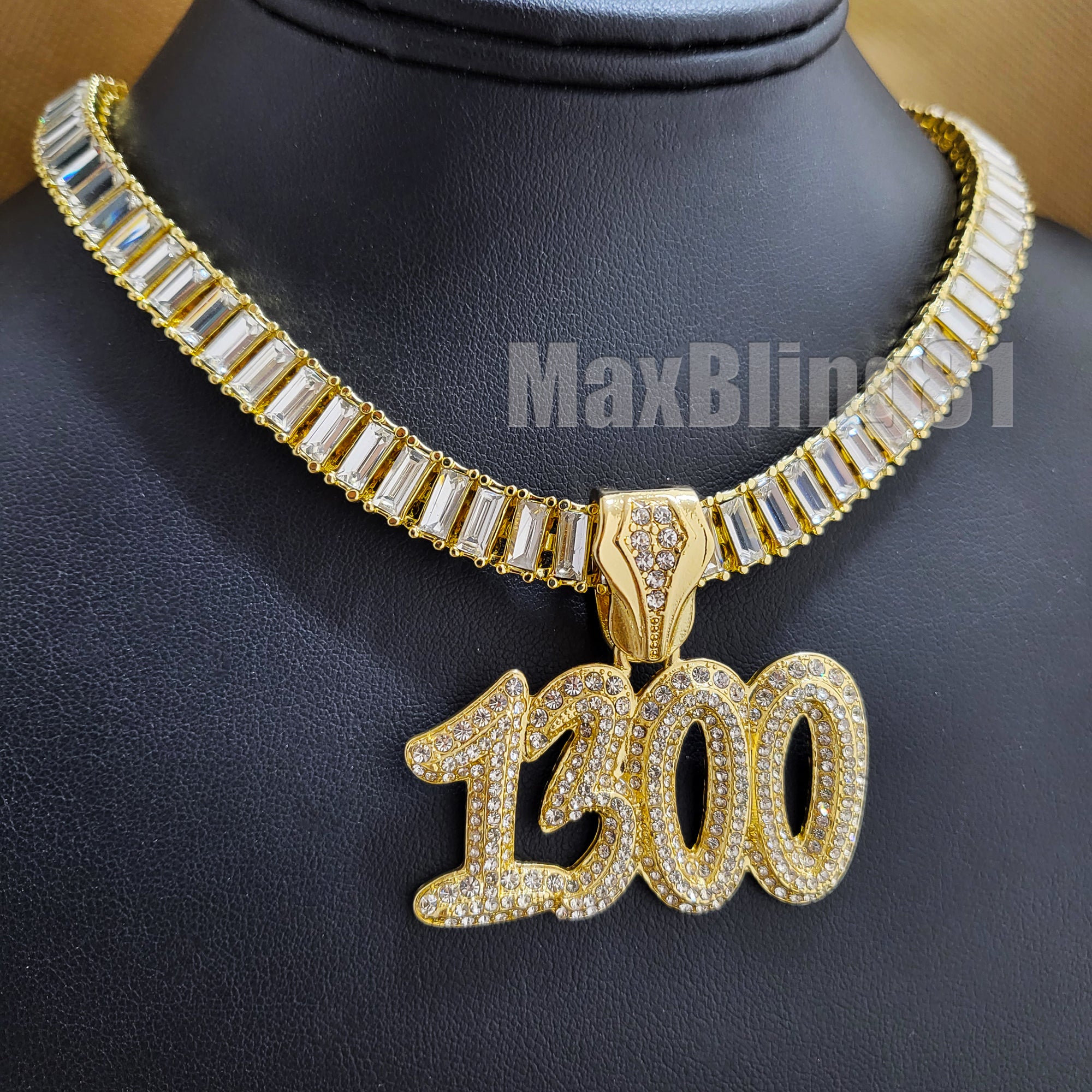 Hip Hop POLO-G 1300 Pendant 16" 18" 20" Iced Cuban Box Lock Chain  Necklace