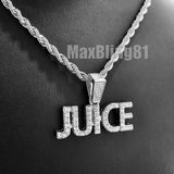 Hip Hop Iced Jewelry $100 Bill & JUICE Pendant & 4mm 24" Rope Chain Fashion Necklace