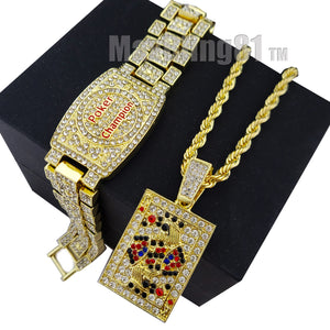 Gold Plated Alloy NBA Youngboy Monkey & 1 Row Simulated Diamond Chain  Necklace