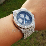 Men's White Gold plated Iced out Luxury MIGOS Rapper's Metal Band Clubbing Watch