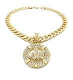 Hip Hop Iced out Allah Pendant & 11mm 18" Miami Cuban Choker Chain Necklace
