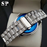 Men Hip Hop Iced Bling White Gold PT Rapper's Bling Simulated Diamond Watch