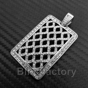 HIP HOP ICED OUT STAINLESS STEEL LAB DIAMOND URBAN STYLE SQUARE PENDANT