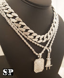 Hip Hop Quavo Iced Out 15mm 16" Miami Cuban Choker Chain & Power Plug Necklace