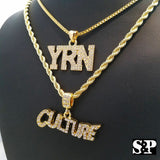 Hip Hop Migos Iced QC w/ Tennis Chain & CULTURE & YRN 3 Necklace Combo set