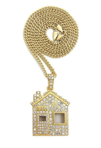 Iced Out Offset Trap House Pendant & 24