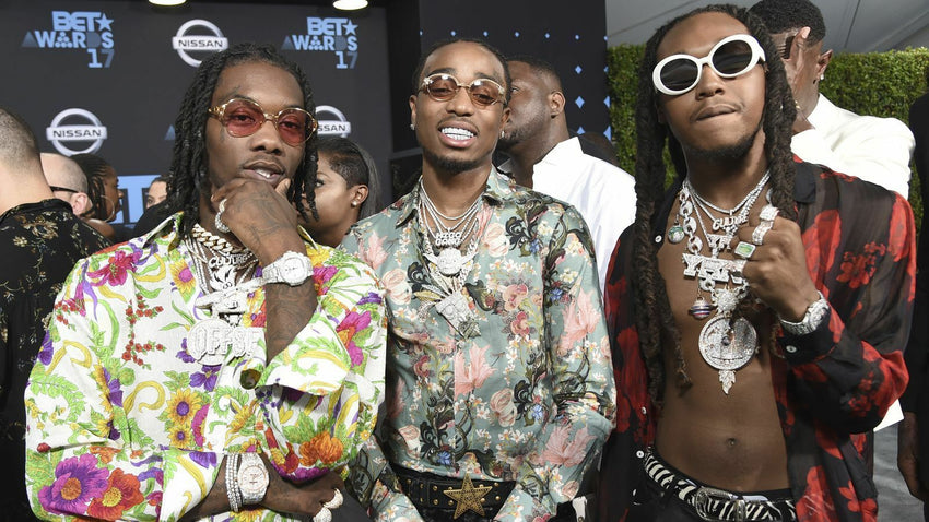 Hip Hop Migos Iced QC w/ Tennis Chain & CULTURE & YRN 3 Necklace Combo set