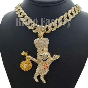 BLINGFACTORY Hip Hop White Gold Plated Iced V Bling Pendant & 11mm 18 20  24 Cuban Chain Bling Necklace