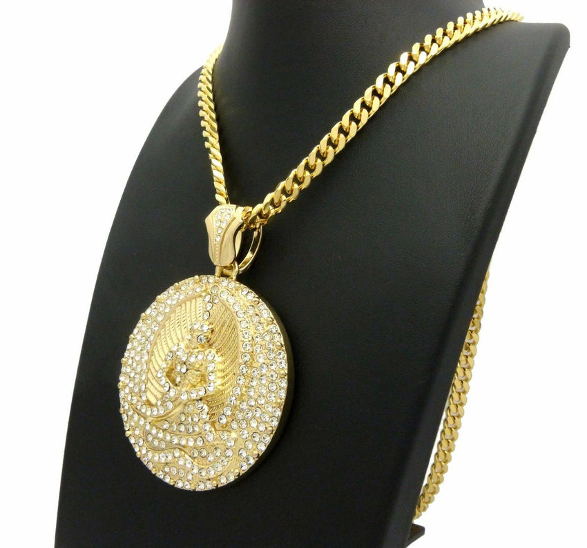 NEW ICED OUT 2PAC EUPHANASIA PENDANT W/ 6MM 30" BOX CUBAN CHAIN HIP HOP NECKLACE
