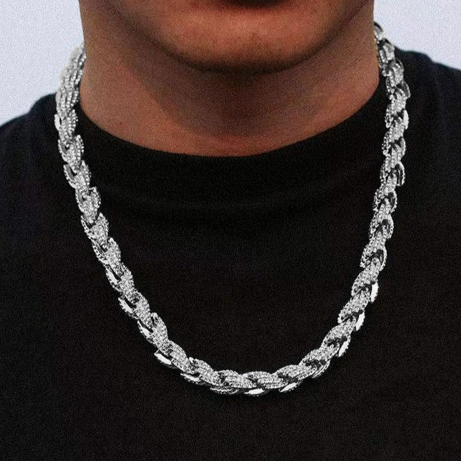 Hip Hop Jewelry Gold Silver Plated 10mm 18" 20" 24" Iced Rope Chain Fashion Bling Necklace