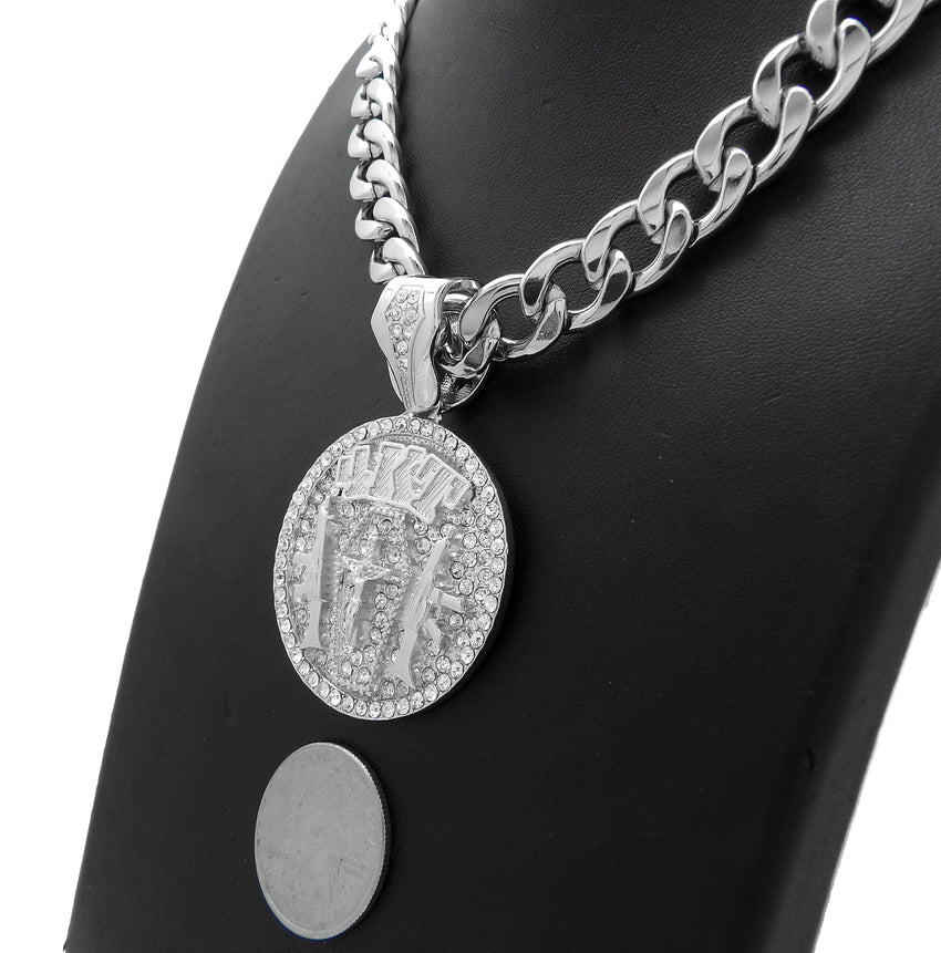 Silver Plated NBA YoungBoy 4KT Pendant 16 18 20 Iced Baguette Chain  Necklace