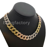 Hip Hop Multi Color 18" Butterfly Tennis Choker & Iced Cuban Chain Necklace Set